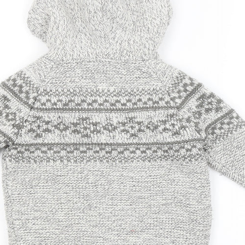 George Boys Grey Argyle/Diamond  Full Zip Hoodie Size 4-5 Years