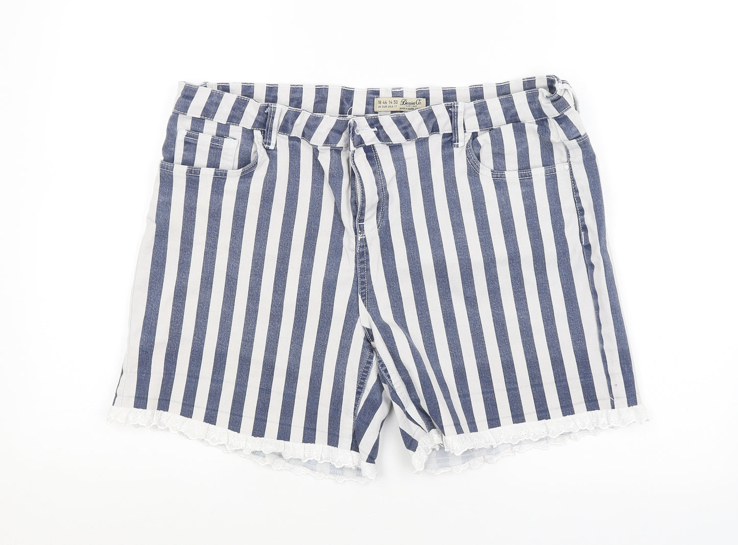 DENIM CO. Womens Multicoloured Striped  Hot Pants Shorts Size 18