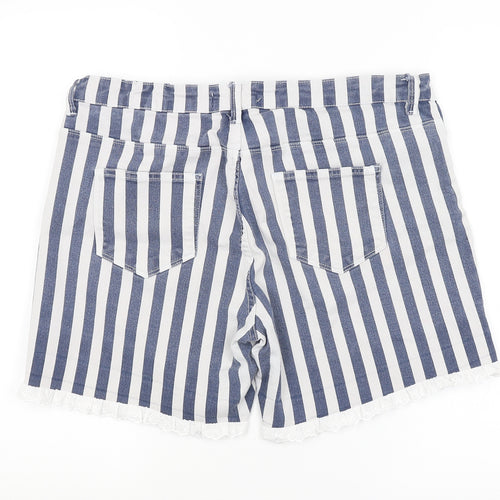 DENIM CO. Womens Multicoloured Striped  Hot Pants Shorts Size 18