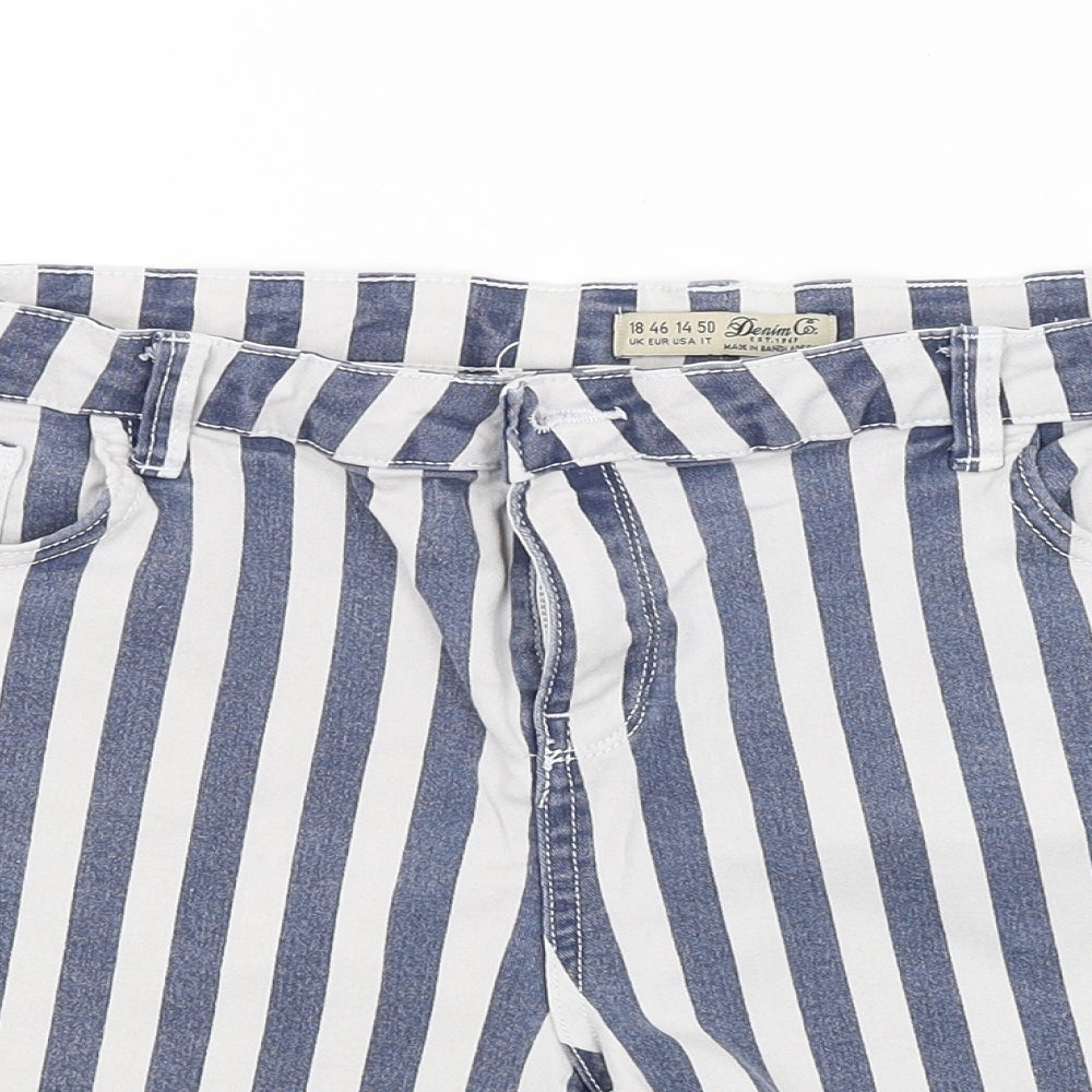DENIM CO. Womens Multicoloured Striped  Hot Pants Shorts Size 18
