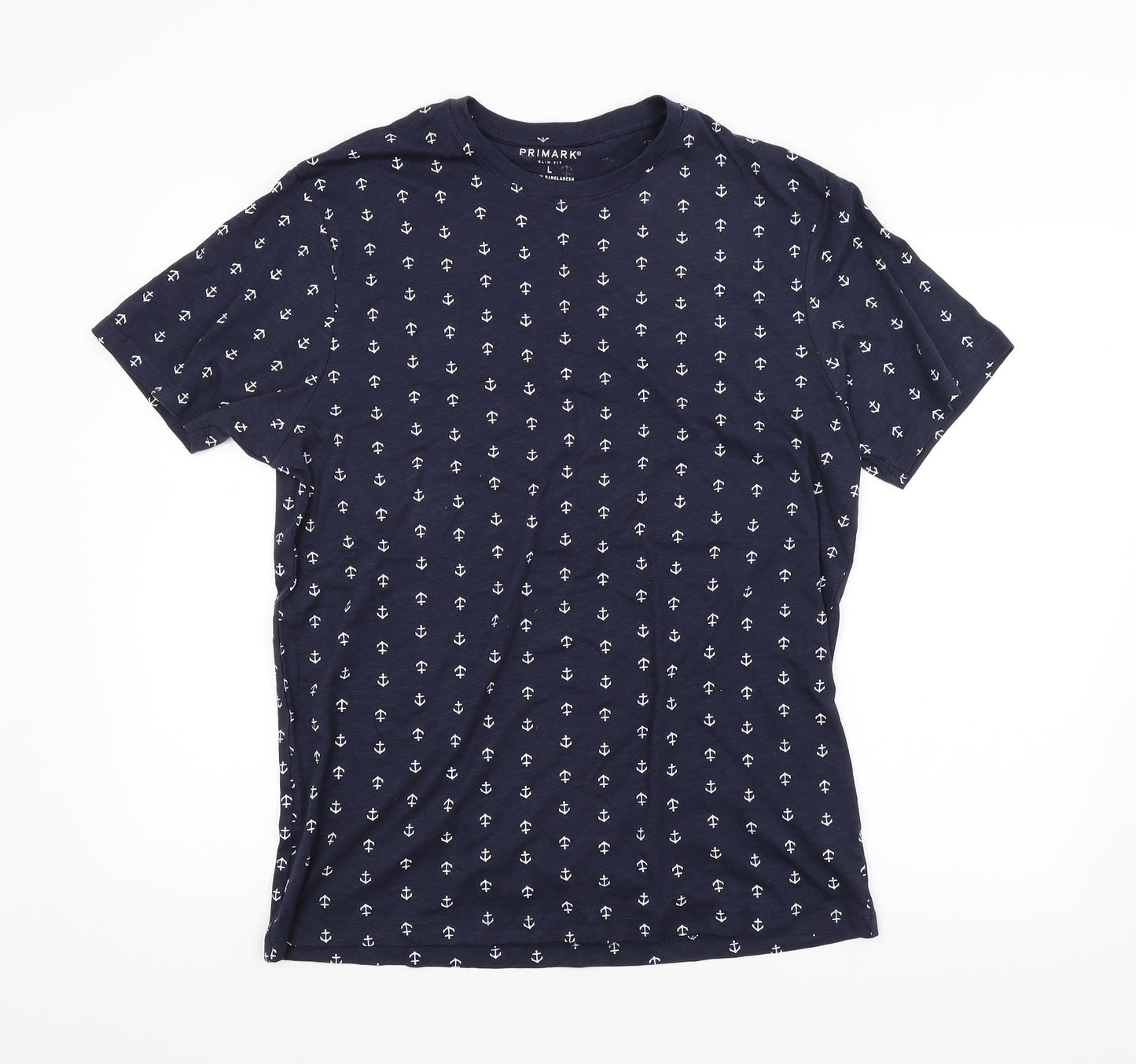 Primark Mens Blue Geometric   T-Shirt Size L