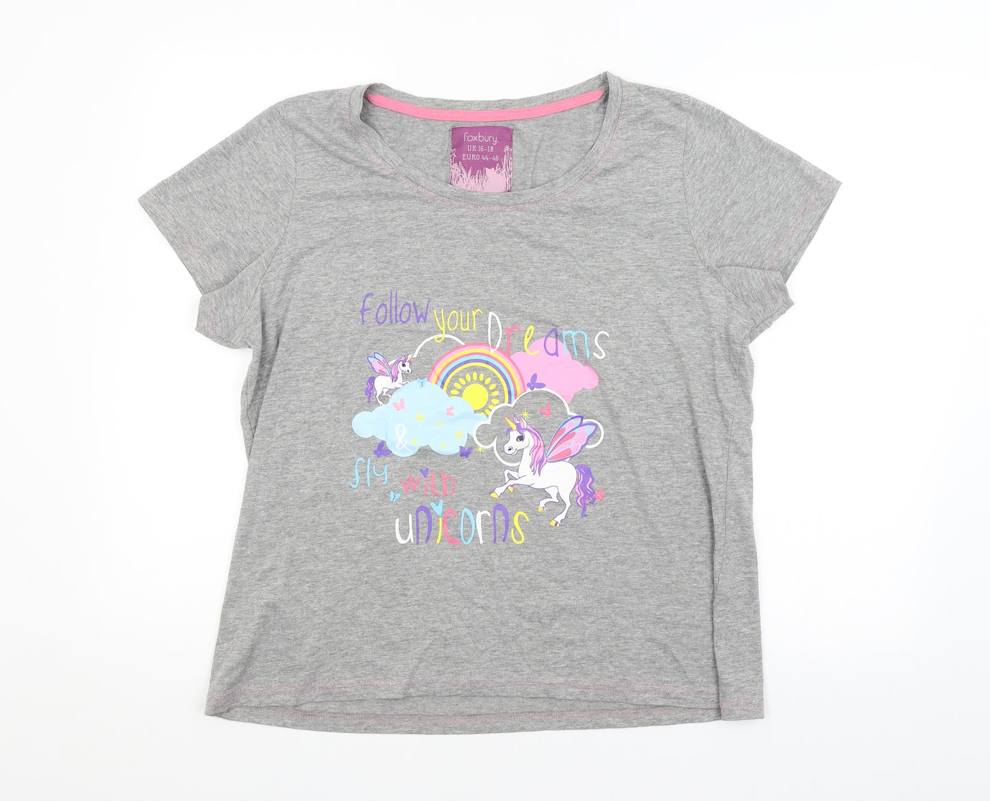 FOXBURY Womens Grey   Basic T-Shirt Size 16