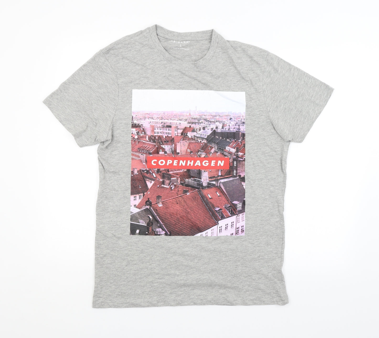 Primark Mens Grey    T-Shirt Size L  - COPENHAGEN