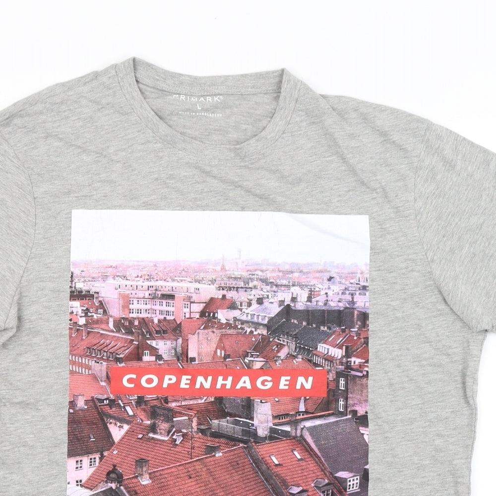 Primark Mens Grey    T-Shirt Size L  - COPENHAGEN
