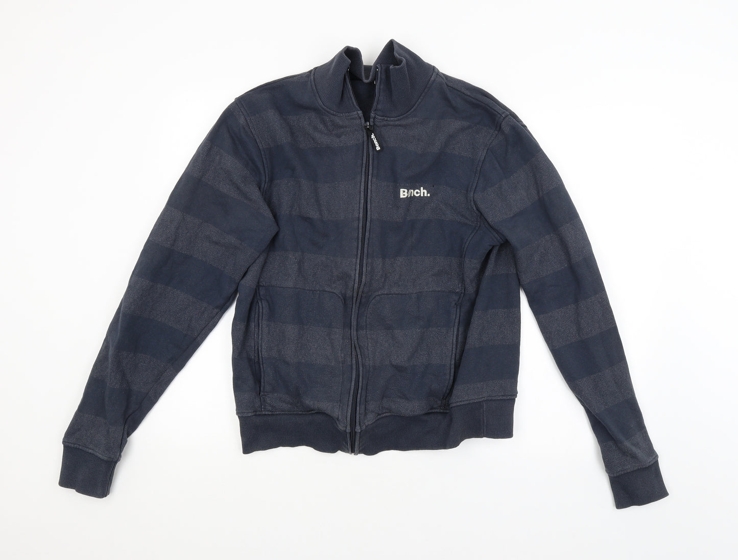 Bench Mens Blue Striped  Full Zip Sweatshirt Size L