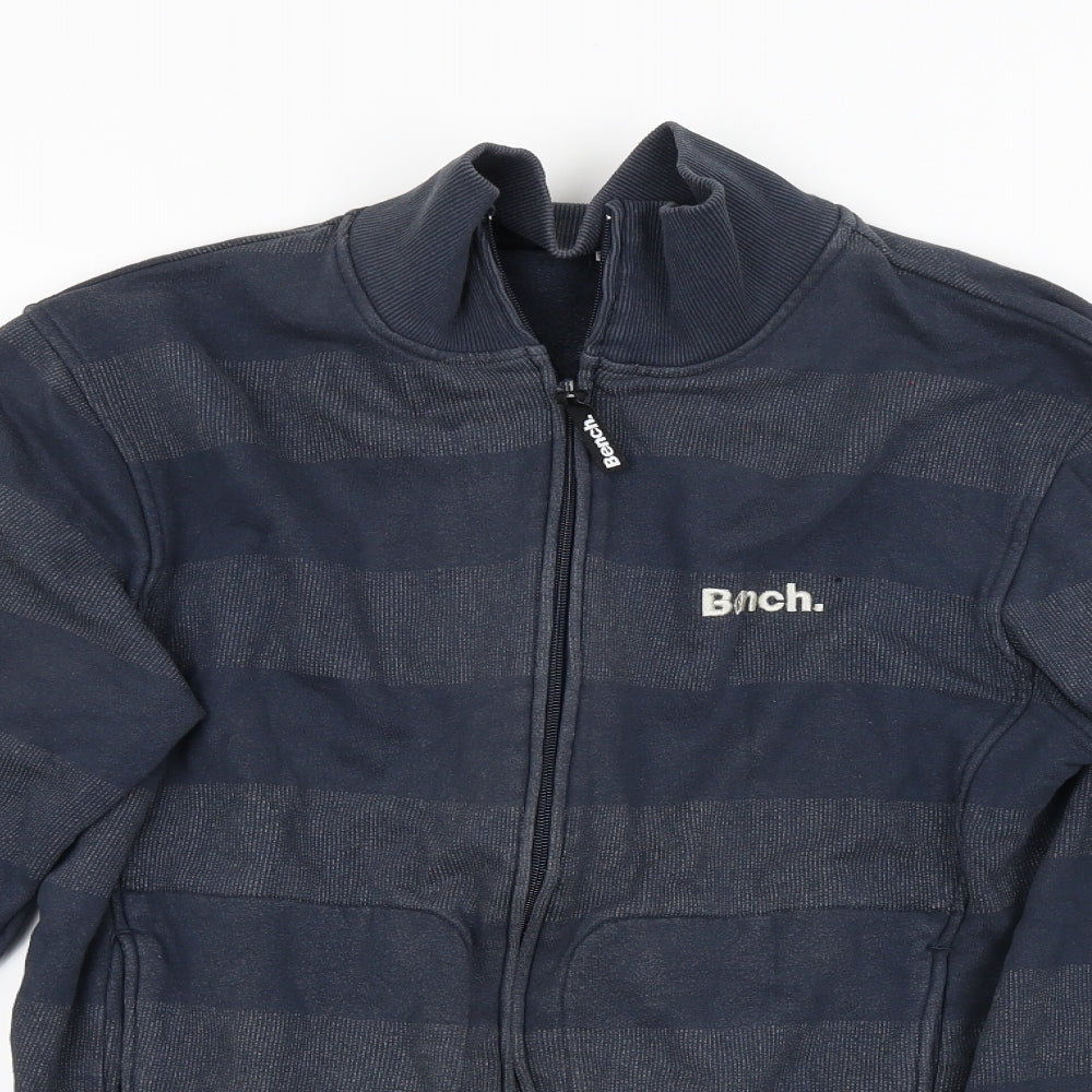 Bench Mens Blue Striped  Full Zip Sweatshirt Size L
