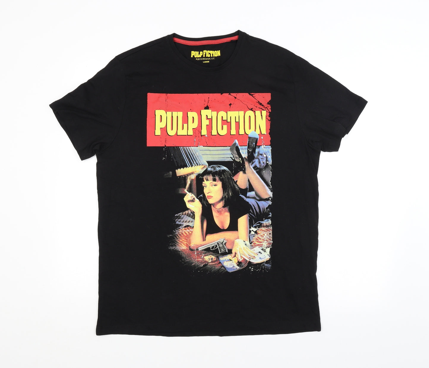 Preworn Mens Black    T-Shirt Size L  - PULP FICTION