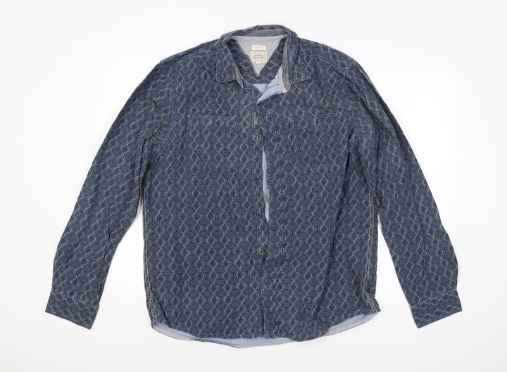 Preworn Mens Blue Argyle/Diamond Button-Up Size L