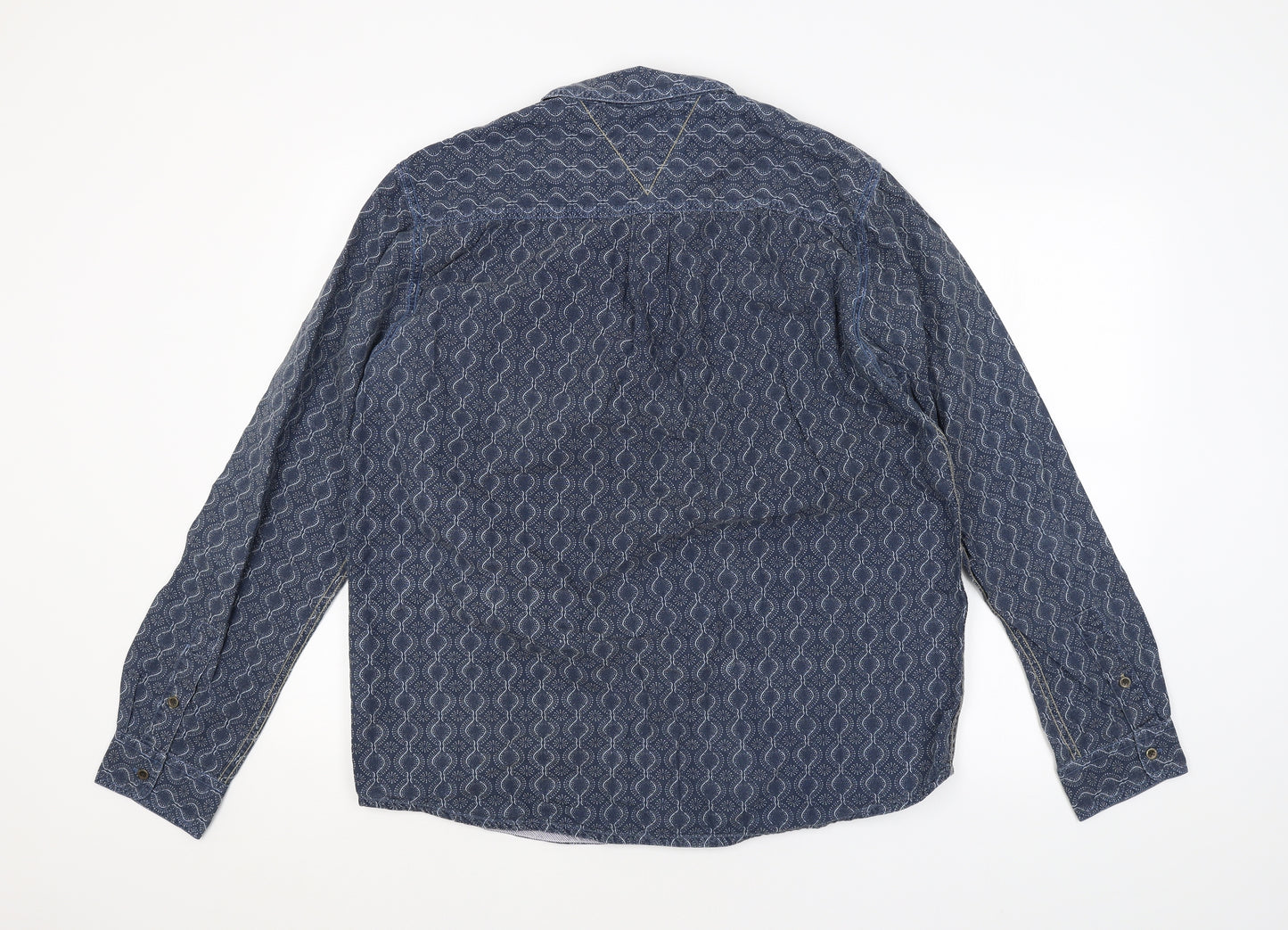 Preworn Mens Blue Argyle/Diamond   Button-Up Size L