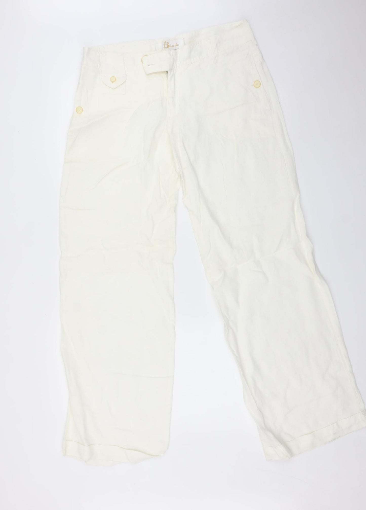 Biscote Womens White   Trousers  Size 16 L32 in