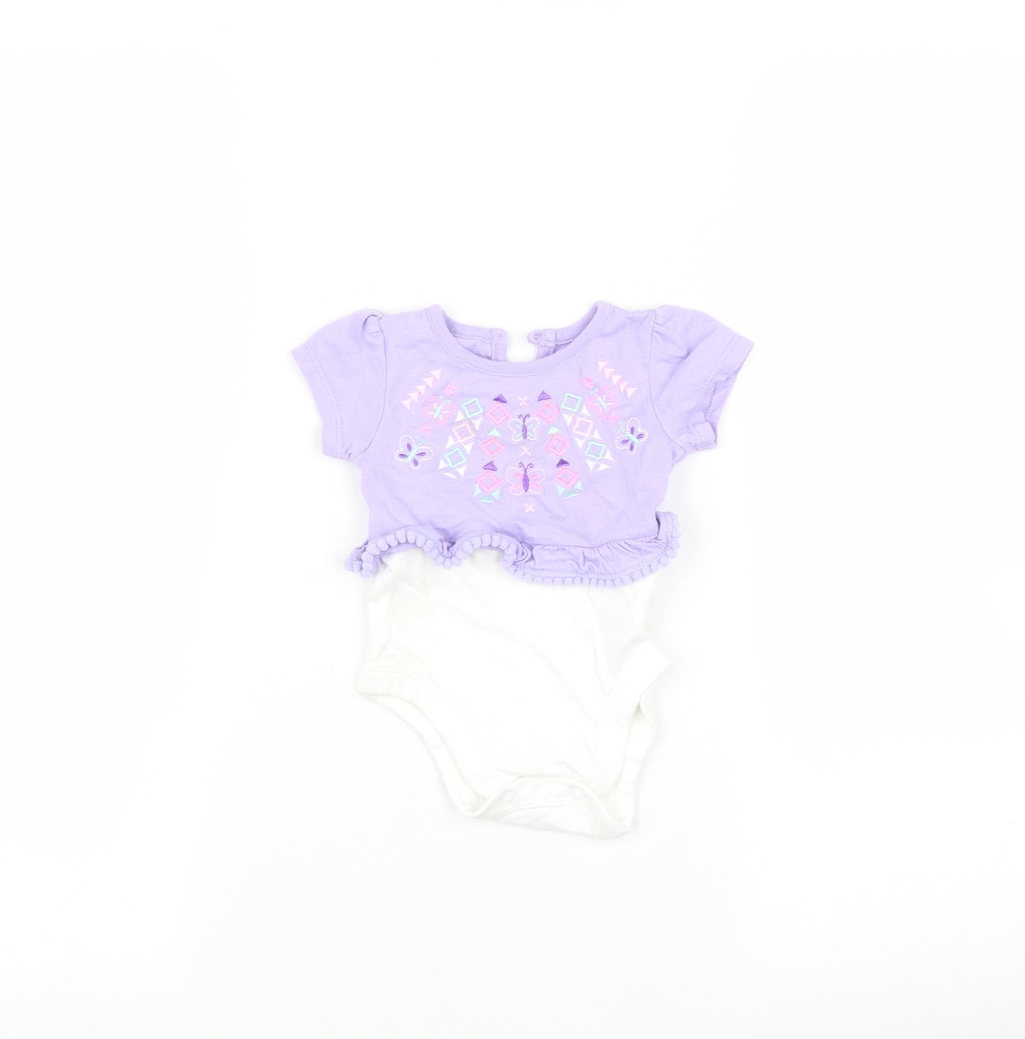 Preworn Baby Purple Floral  Babygrow One-Piece Size 0-3 Months