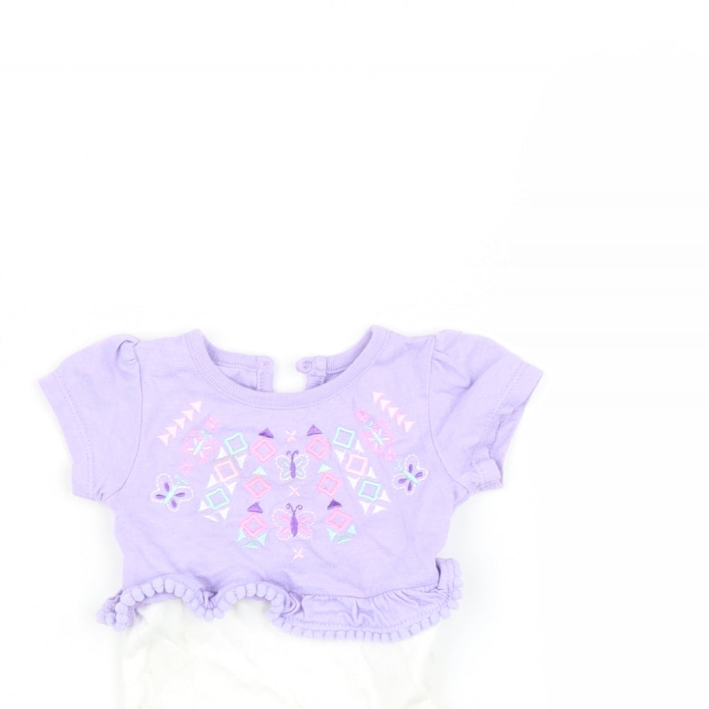 Preworn Baby Purple Floral  Babygrow One-Piece Size 0-3 Months