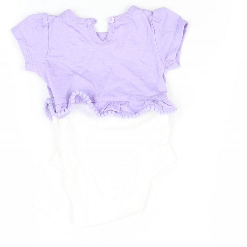 Preworn Baby Purple Floral  Babygrow One-Piece Size 0-3 Months