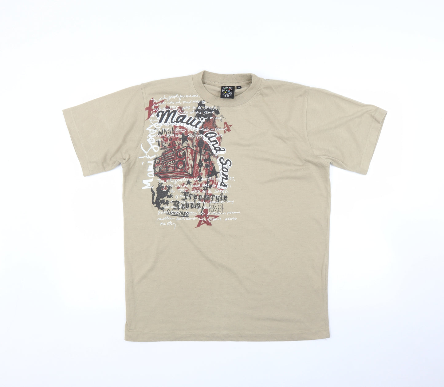 Maui and Sons Mens Beige    T-Shirt Size M  - Maui and sons