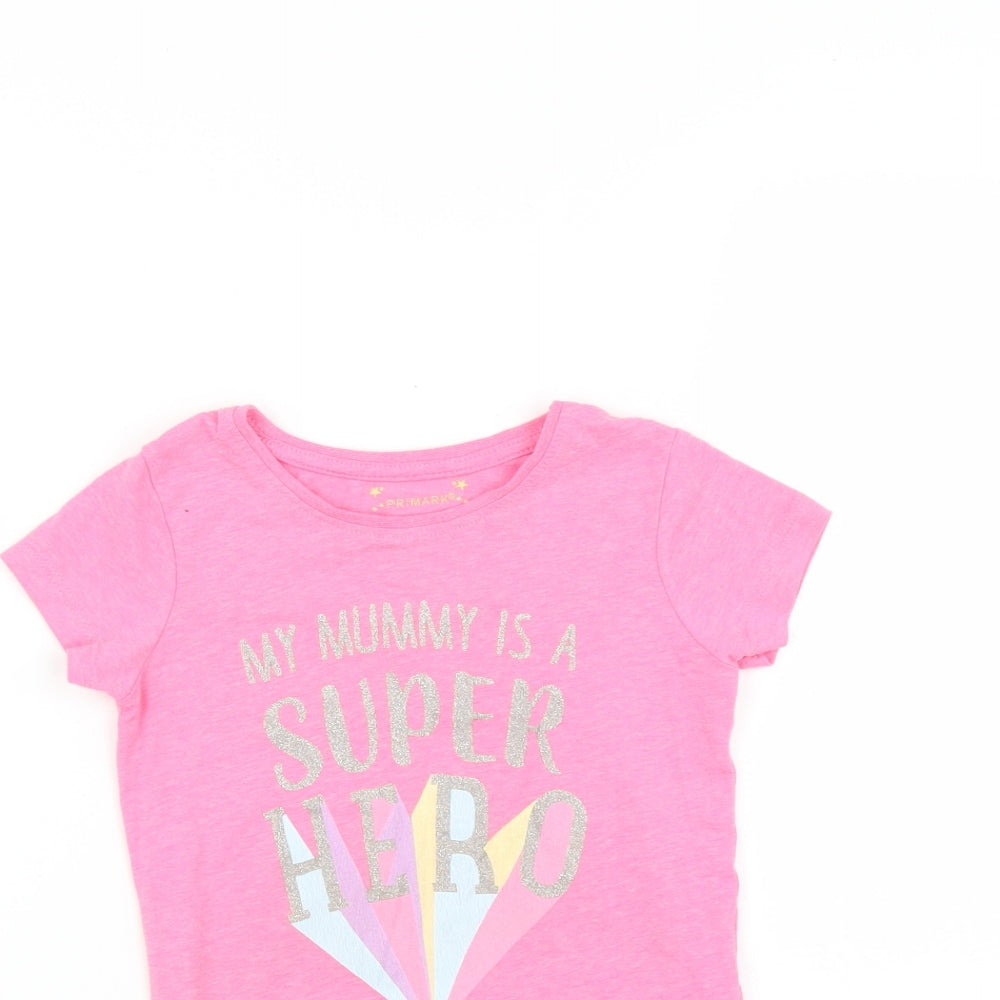Primark Girls Pink   Basic T-Shirt Size 4-5 Years