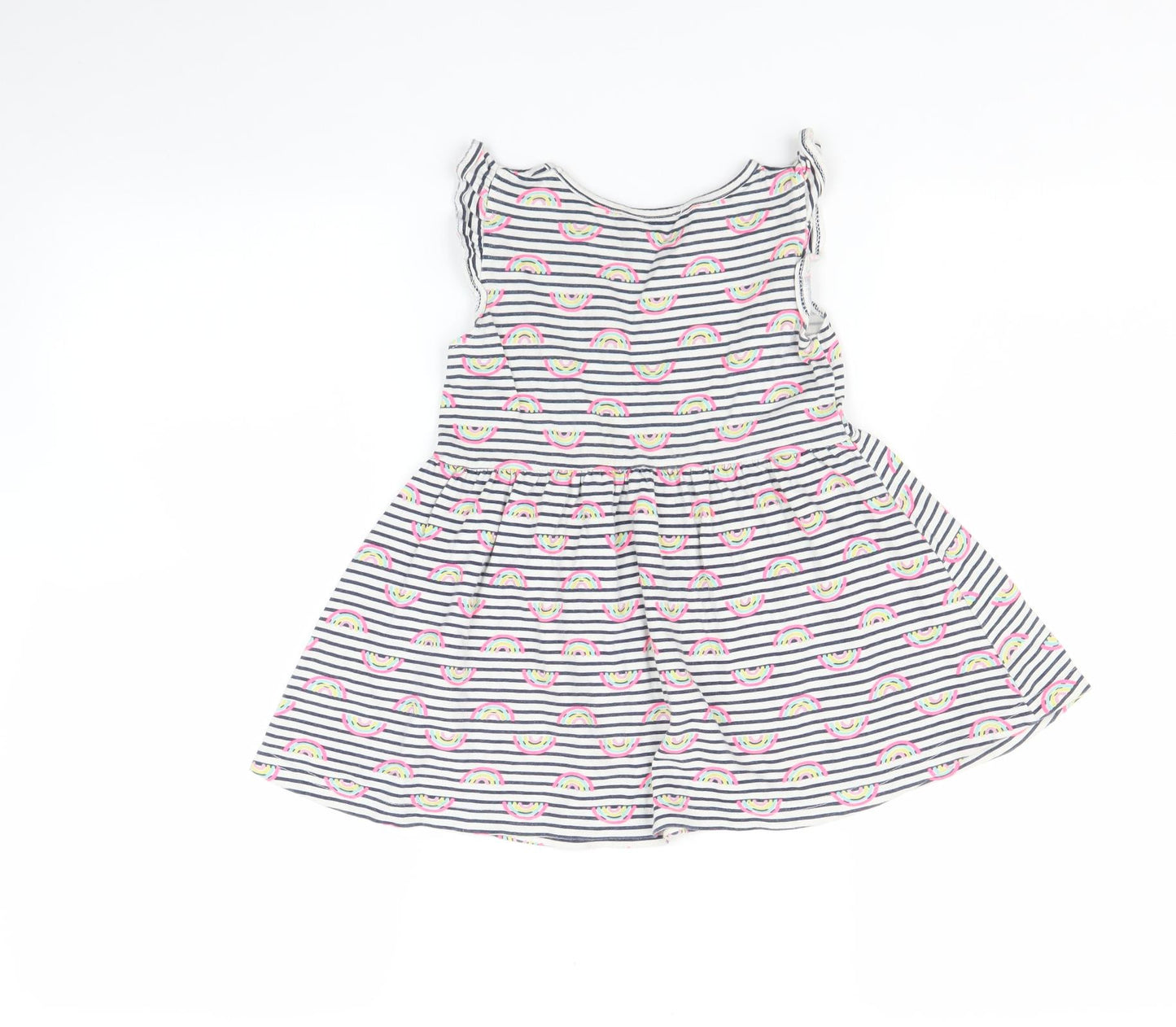 Primark Girls Multicoloured Striped  Fit & Flare  Size 4-5 Years  - rainbow print