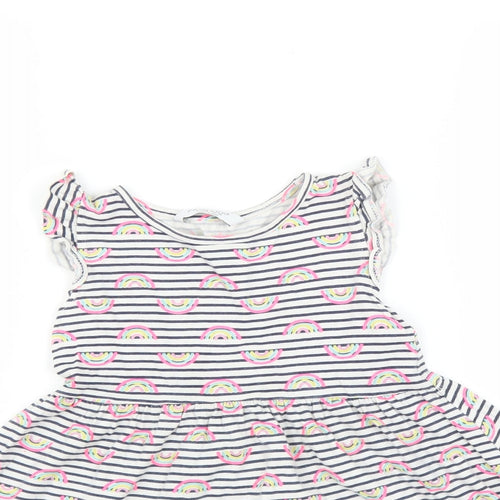 Primark Girls Multicoloured Striped  Fit & Flare  Size 4-5 Years  - rainbow print