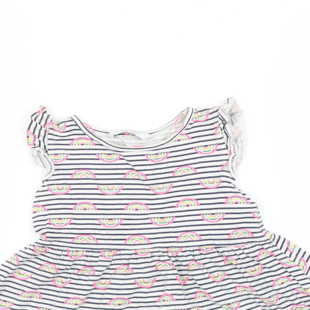 Primark Girls Multicoloured Striped  Fit & Flare  Size 4-5 Years  - rainbow print