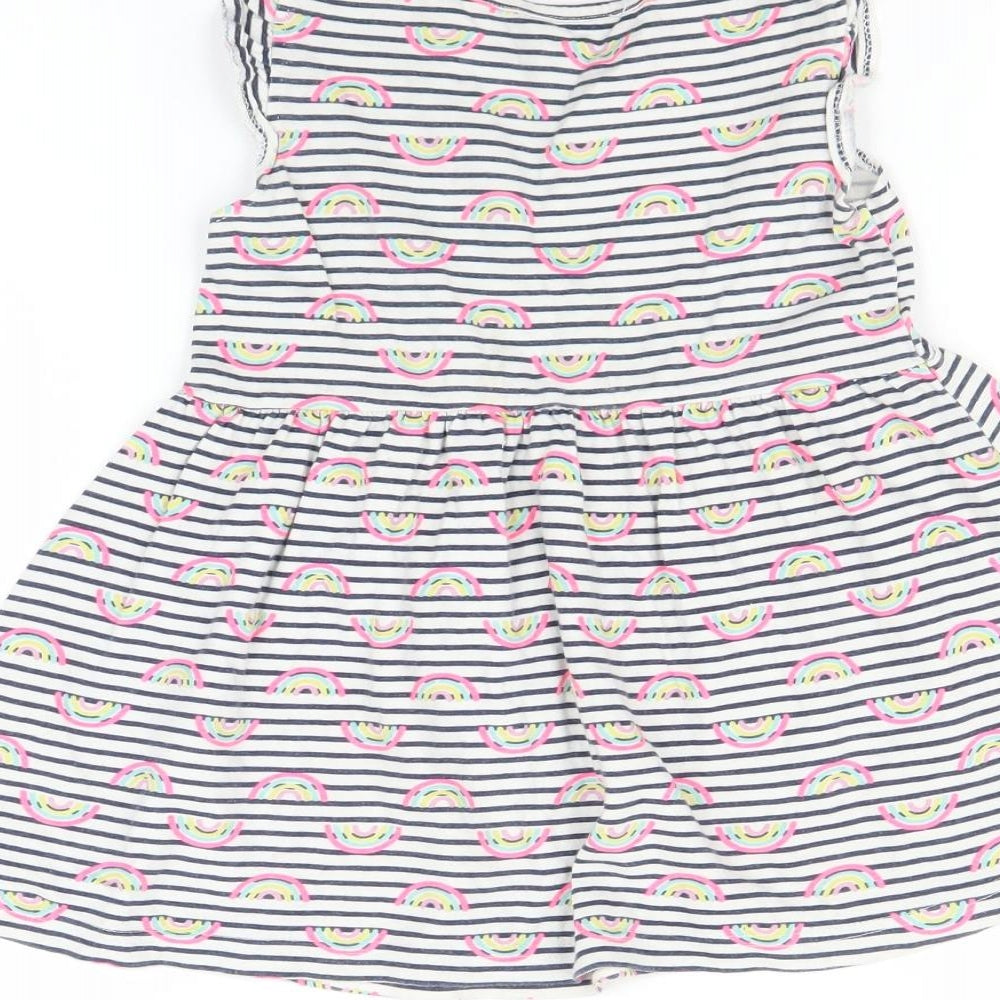 Primark Girls Multicoloured Striped  Fit & Flare  Size 4-5 Years  - rainbow print