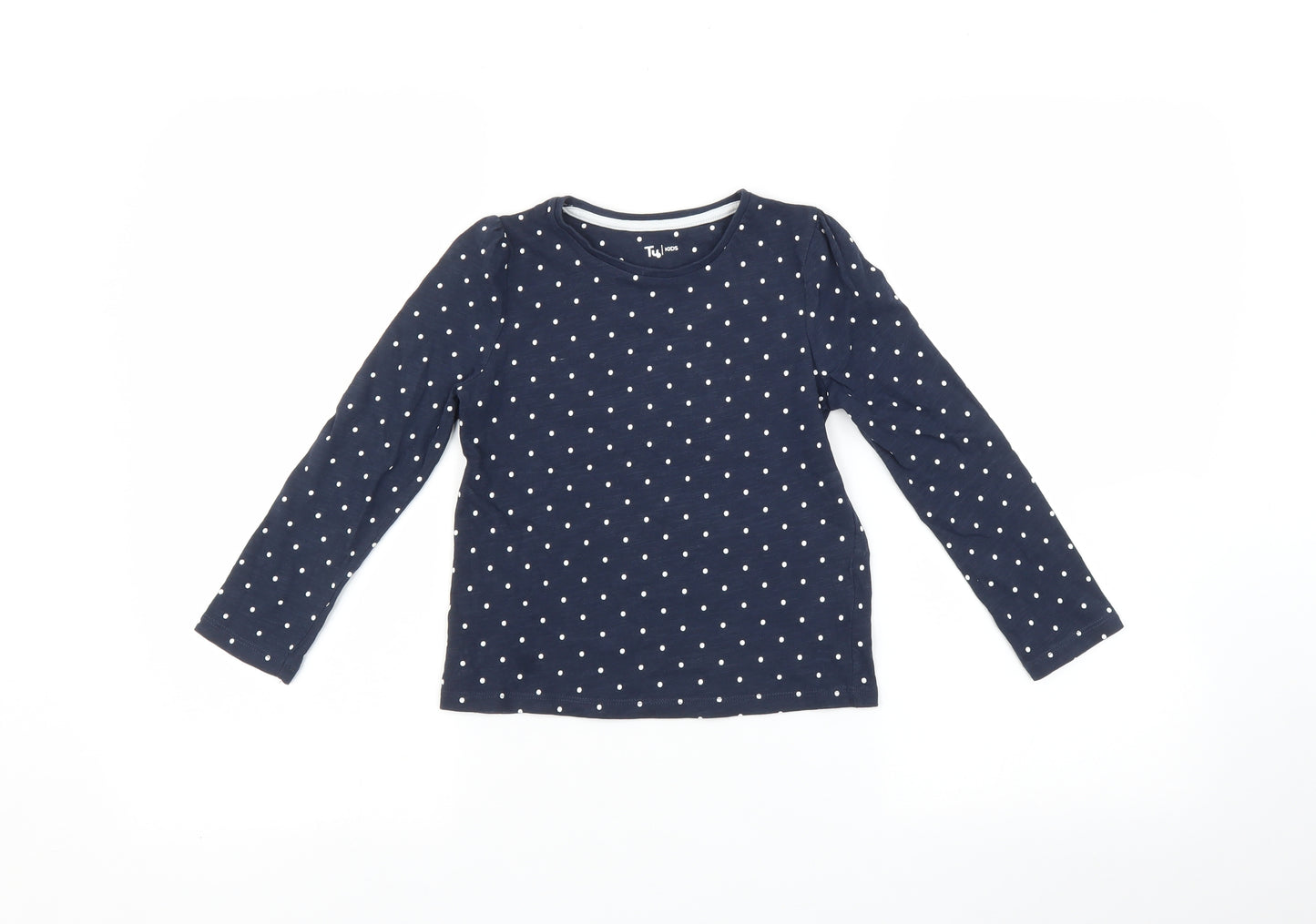 TU Girls Blue Polka Dot  Basic T-Shirt Size 4-5 Years
