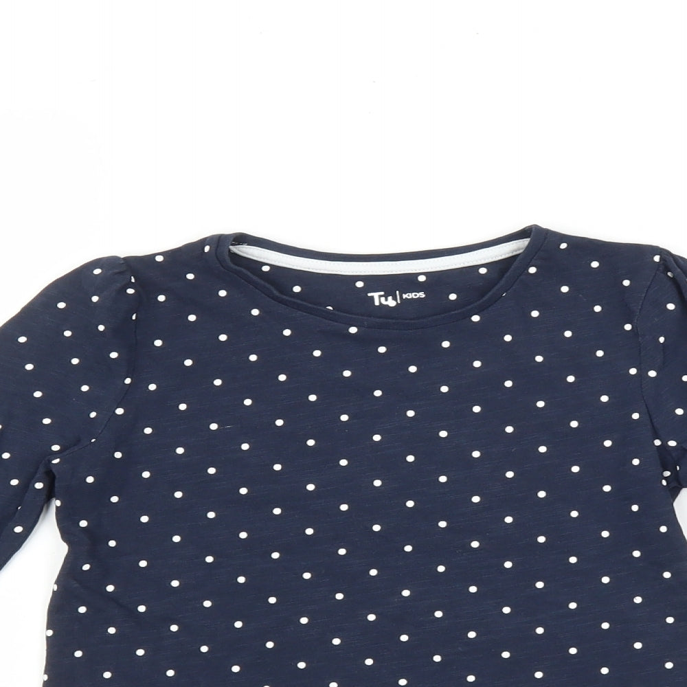 TU Girls Blue Polka Dot  Basic T-Shirt Size 4-5 Years