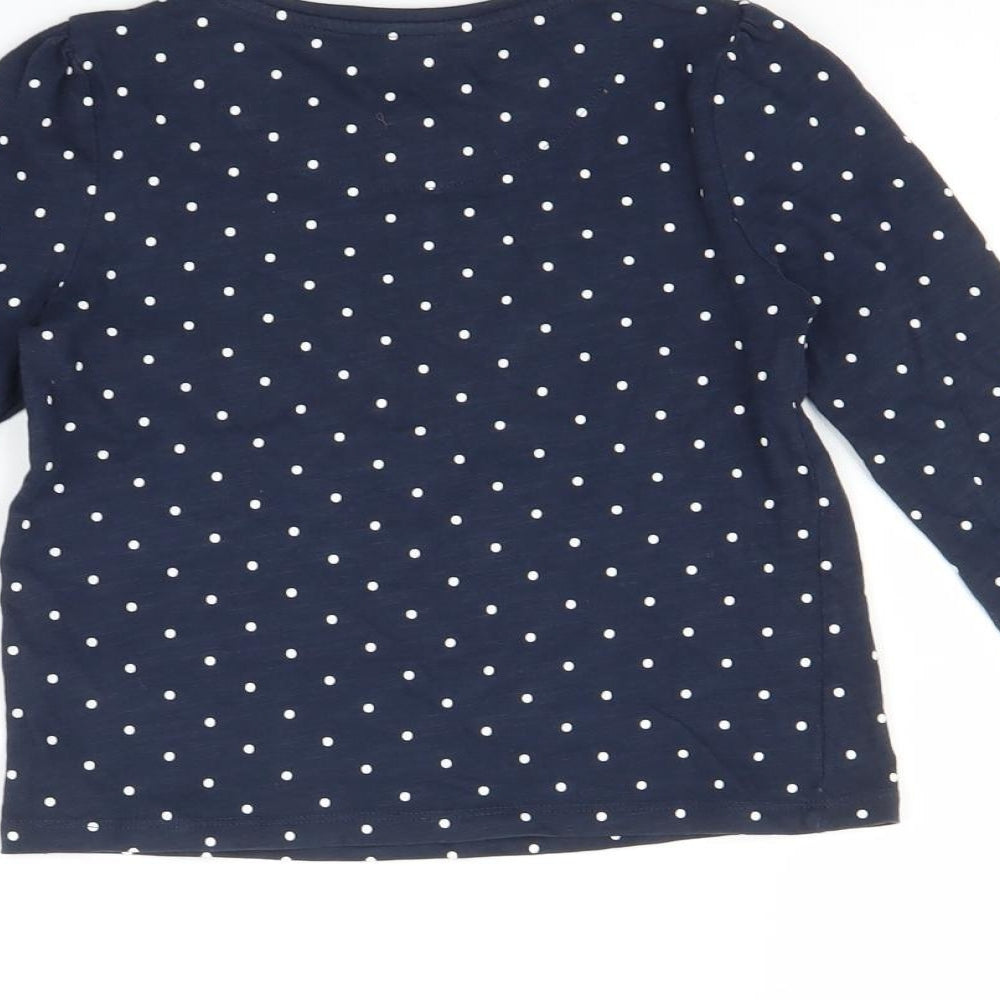 TU Girls Blue Polka Dot  Basic T-Shirt Size 4-5 Years