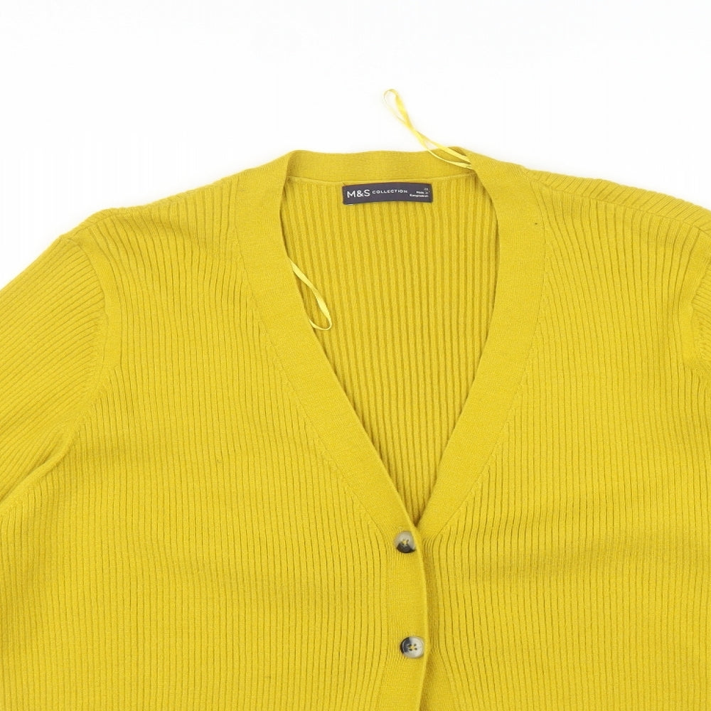 Marks and Spencer Womens Yellow   Cardigan Jumper Size 22