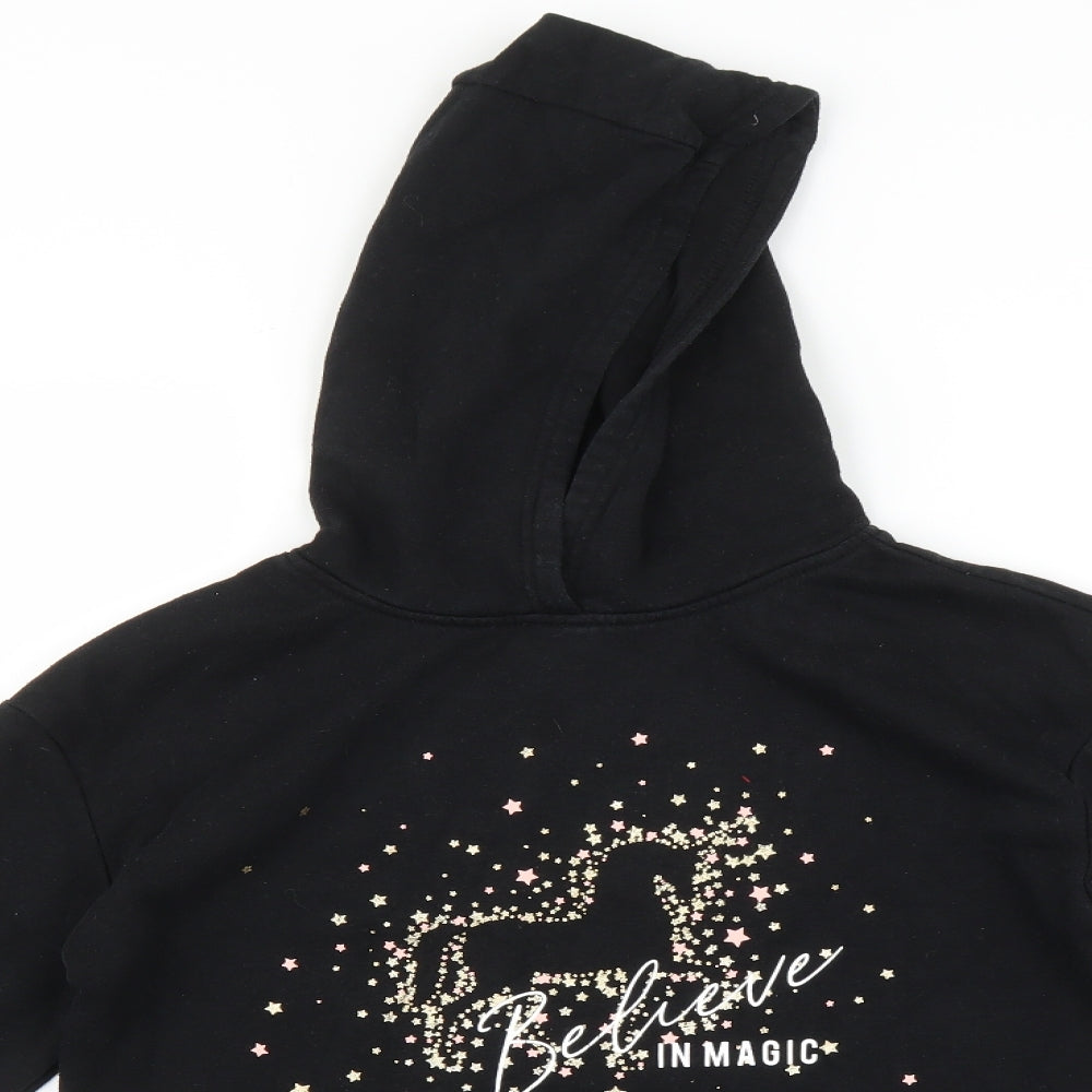 Primark Girls Black   Pullover Hoodie Size 11-12 Years  - Believer in magic