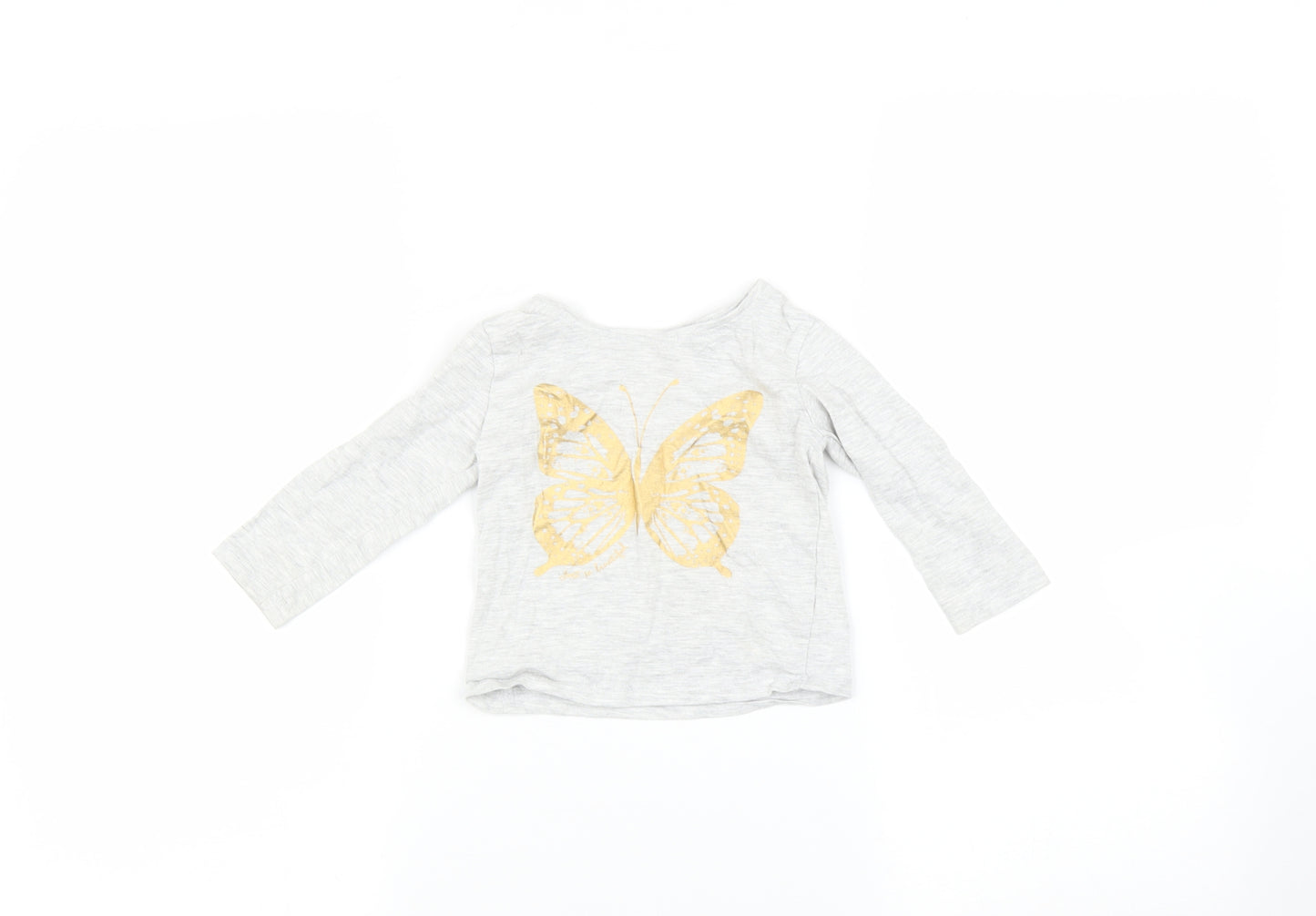Primark Baby Grey   Basic T-Shirt Size 9-12 Months  - Butterfly