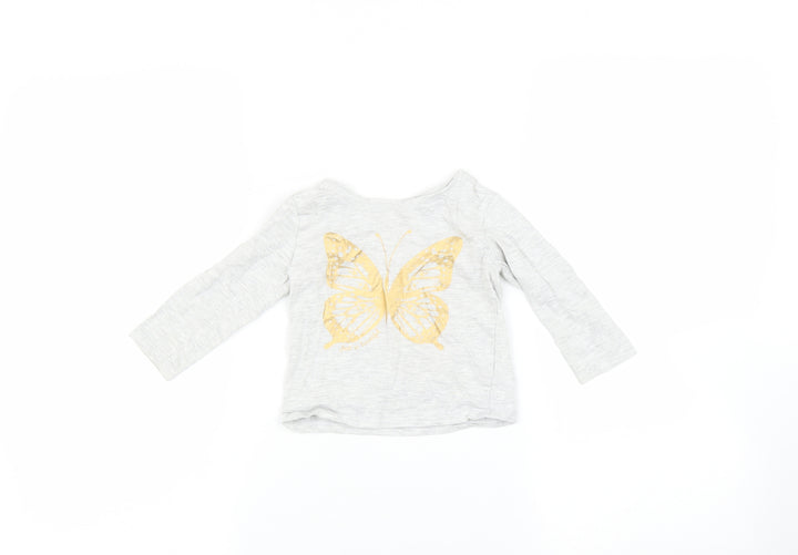 Primark Baby Grey   Basic T-Shirt Size 9-12 Months  - Butterfly