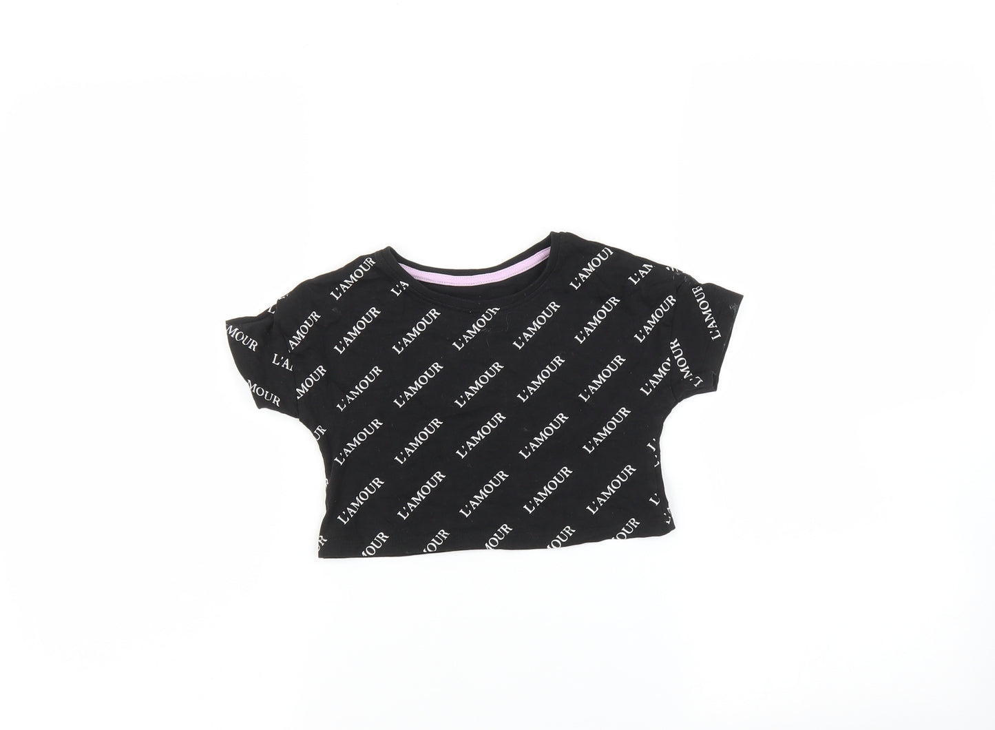 Matalan Girls Black   Basic T-Shirt Size 4 Years  - L'amour
