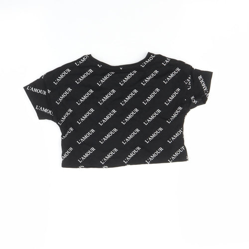 Matalan Girls Black   Basic T-Shirt Size 4 Years  - L'amour