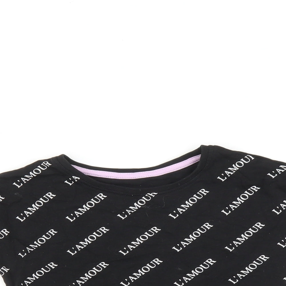 Matalan Girls Black   Basic T-Shirt Size 4 Years  - L'amour