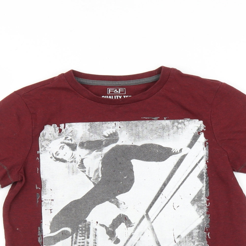 F&F Boys Red   Basic T-Shirt Size 7-8 Years