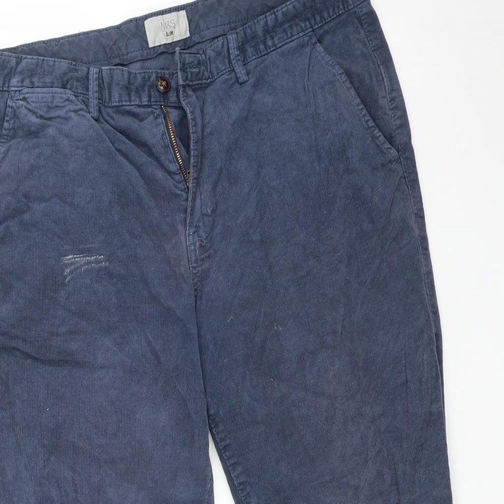 Marks and Spencer Mens Blue   Trousers  Size 36 L29 in