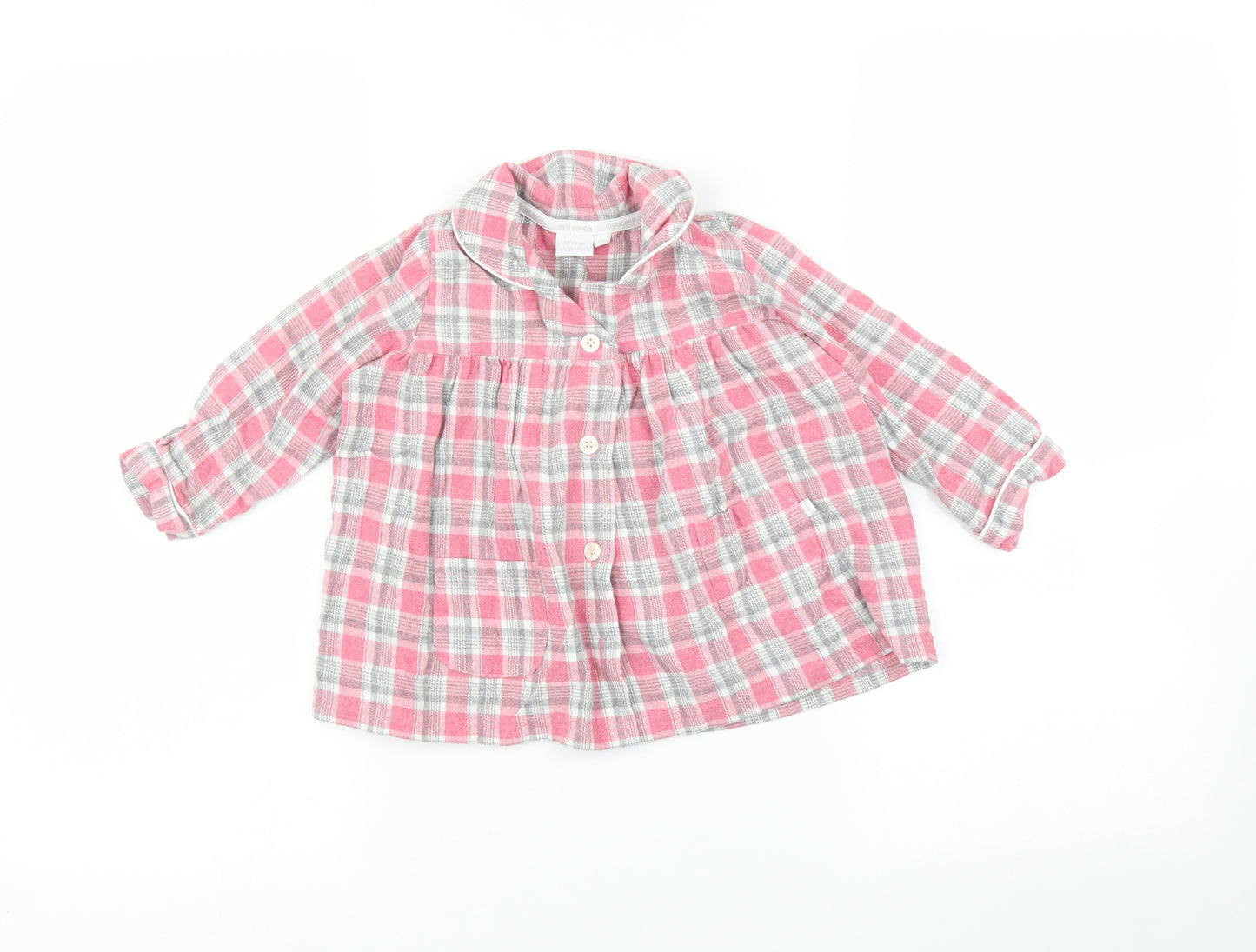 Mini vanilla Girls Pink Check   Pyjama Top Size 3-4 Years