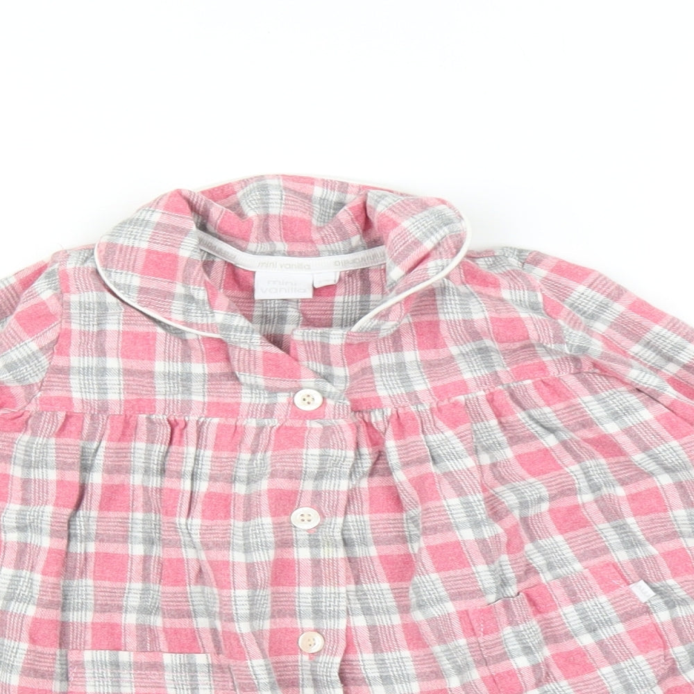 Mini vanilla Girls Pink Check   Pyjama Top Size 3-4 Years
