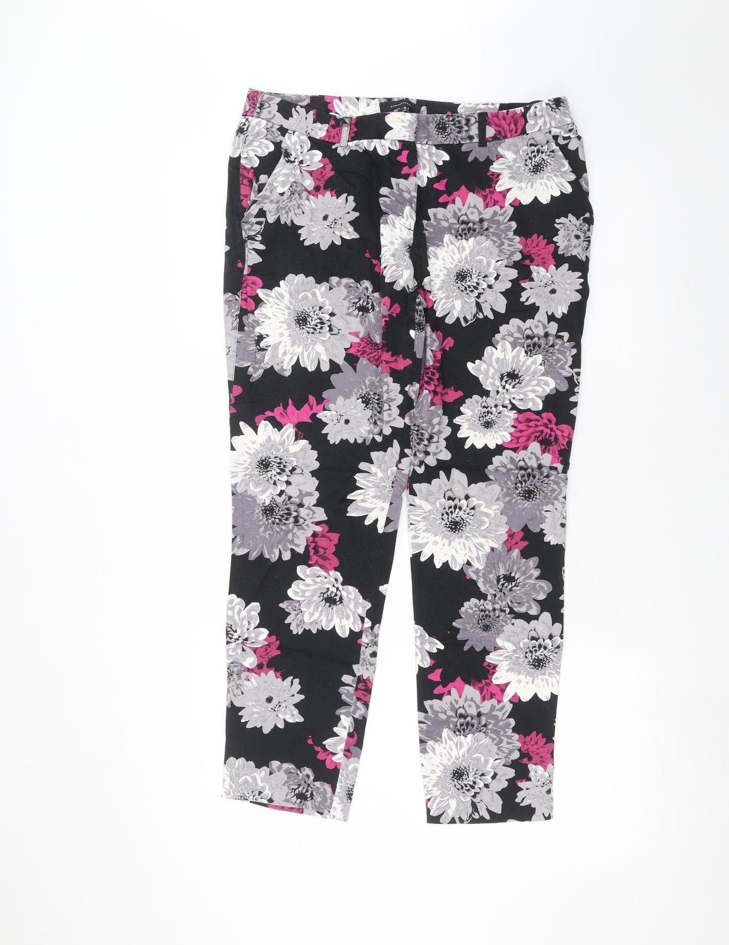 Atmosphere Womens Black Floral  Trousers  Size 12 L26 in