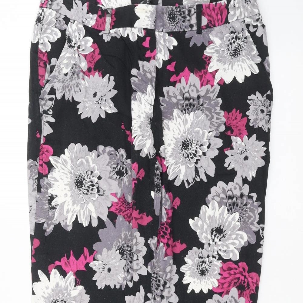 Atmosphere Womens Black Floral  Trousers  Size 12 L26 in