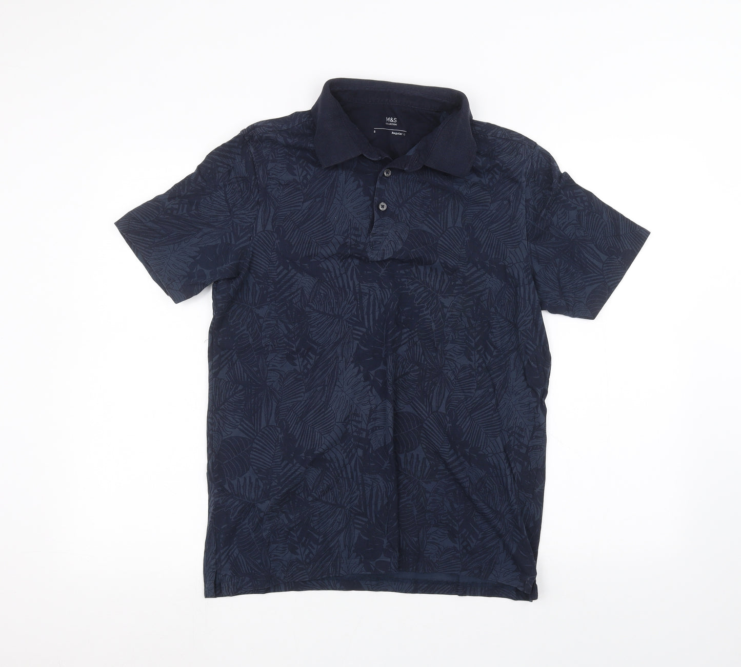 Marks and Spencer Mens Blue Floral   Polo Size S
