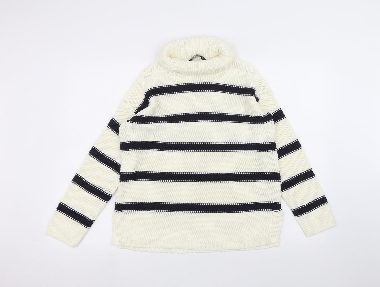 F&F Womens White Striped  Pullover Jumper Size 10