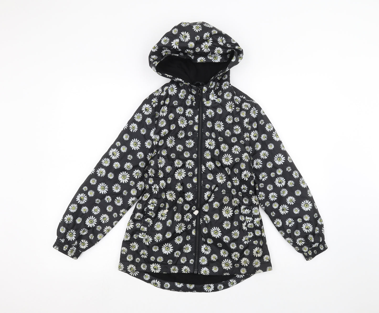 George Girls Black Floral  Rain Coat Coat Size 8-9 Years