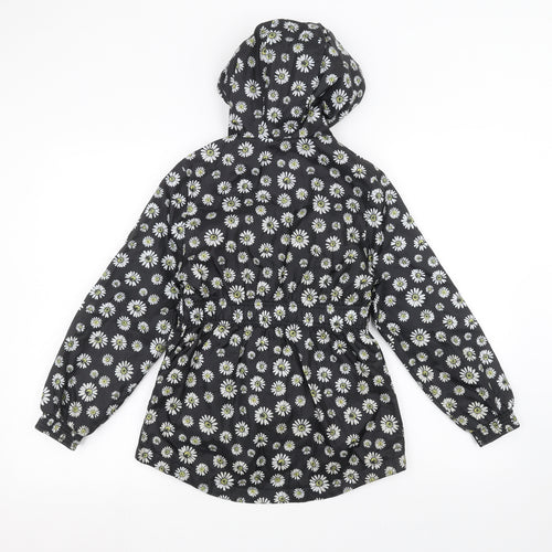 George Girls Black Floral  Rain Coat Coat Size 8-9 Years