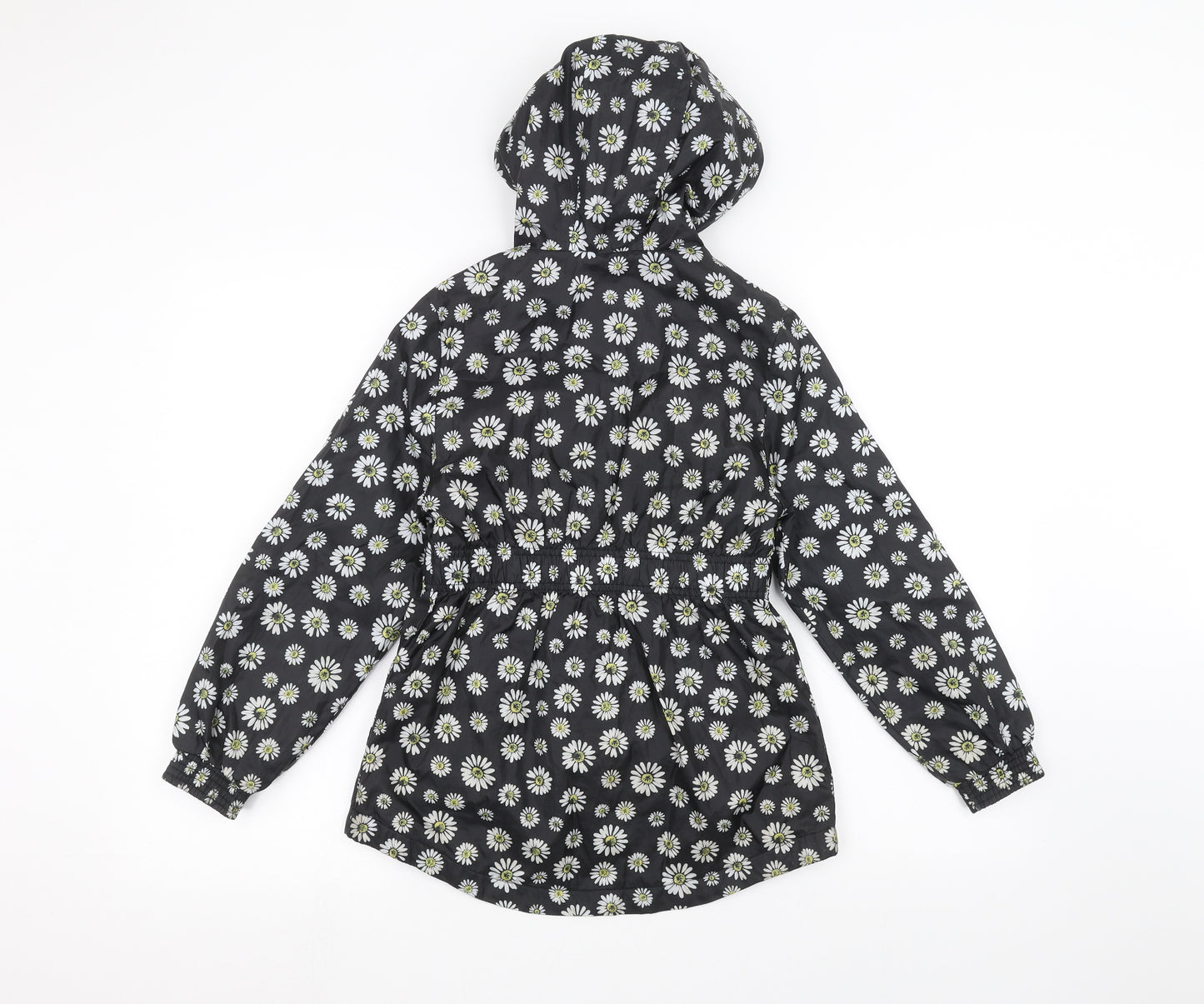 George Girls Black Floral  Rain Coat Coat Size 8-9 Years
