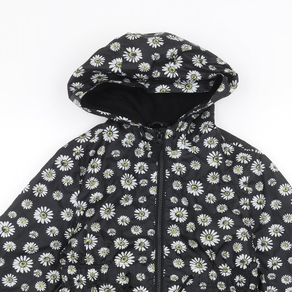 George Girls Black Floral  Rain Coat Coat Size 8-9 Years