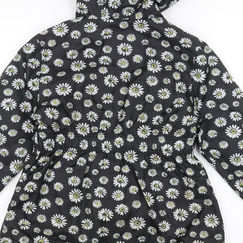 George Girls Black Floral  Rain Coat Coat Size 8-9 Years