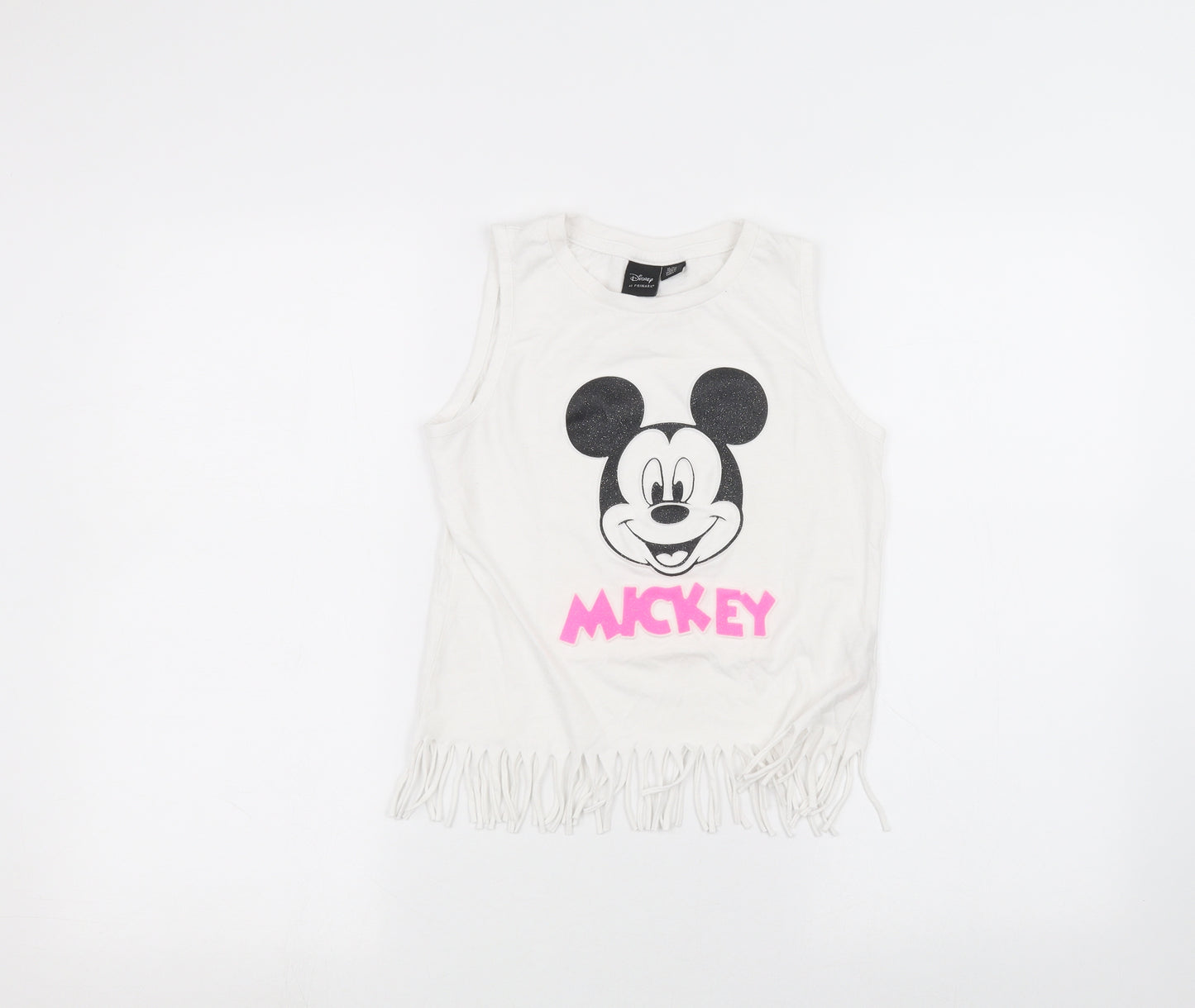 Disney Girls White   Basic T-Shirt Size 10-11 Years