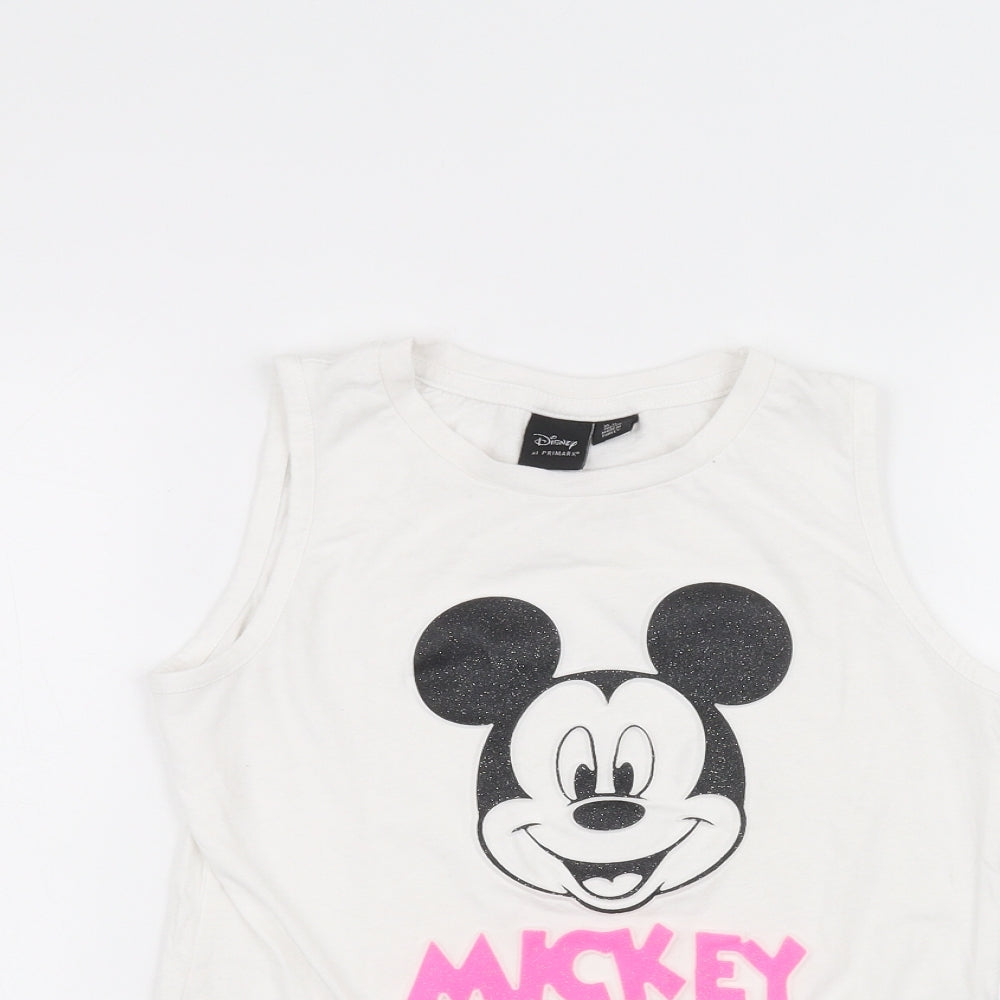 Disney Girls White   Basic T-Shirt Size 10-11 Years