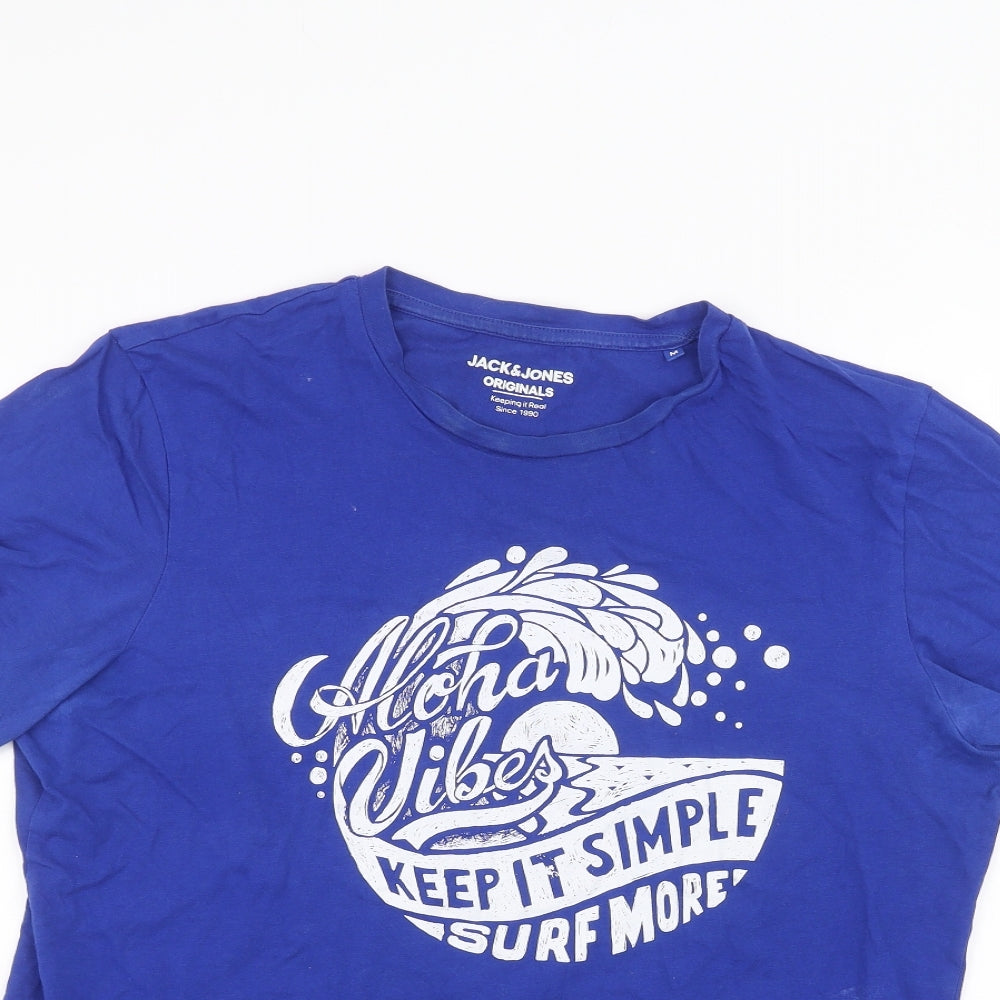 JACK & JONES Mens Blue    T-Shirt Size M