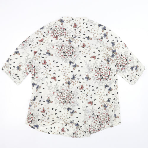 Being casual Womens White Floral  Basic Button-Up Size 16